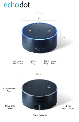 Amazon Echo Dot funktioniert wie der große Bruder Echo, hat aber nur einen Lautsprecher.