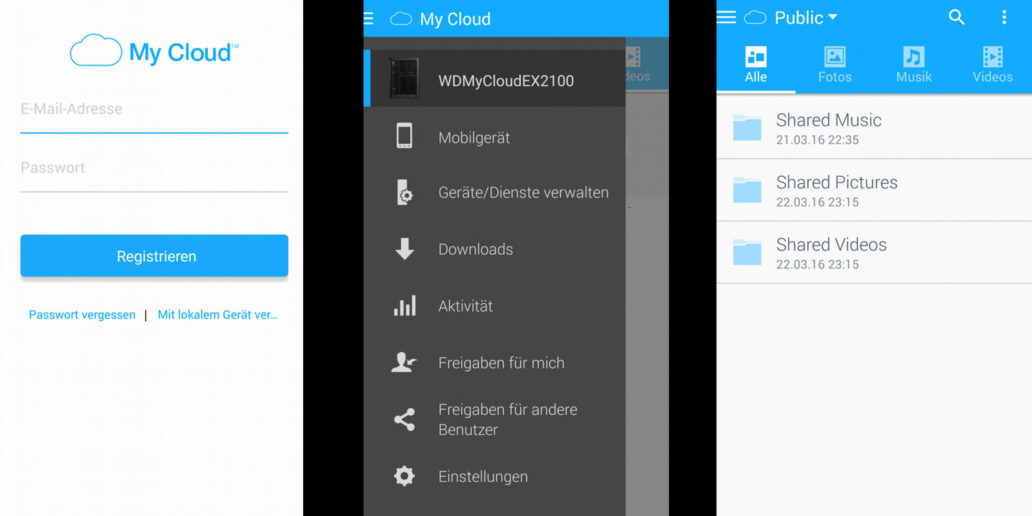 Die App My Cloud ermöglicht von überall aus direkten Zugriff auf die My Cloud EX2100.