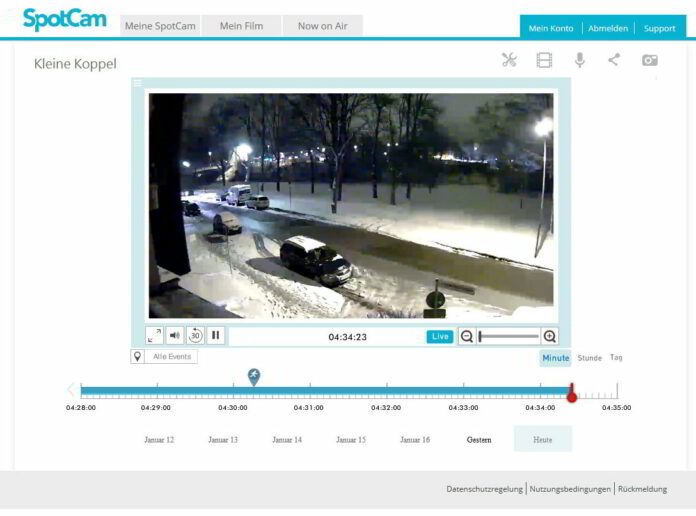 Die Spotcam HD deckt einen Überwachungsbereich von 110° ab.