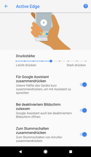 Google Active Edge: Einfach das Google Pixel 2 an den Seiten drücken startet den Google Assistant. (Bildquelle: Smart Home AREA)