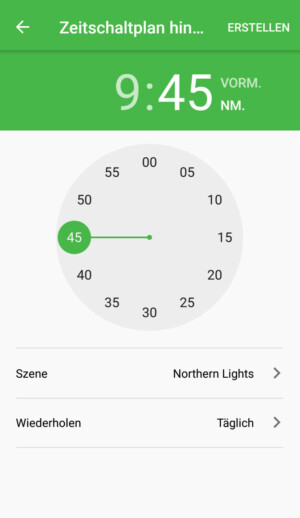 Der Zeitschaltplan in der Nanoleaf-Aurora-App ist rudimentär, aber dennoch sehr praktisch 
