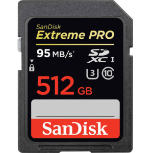 Sandisk Extreme Pro: Eine der ganzen wenigen SD-Karten mit 512 GByte Speicherplatz.